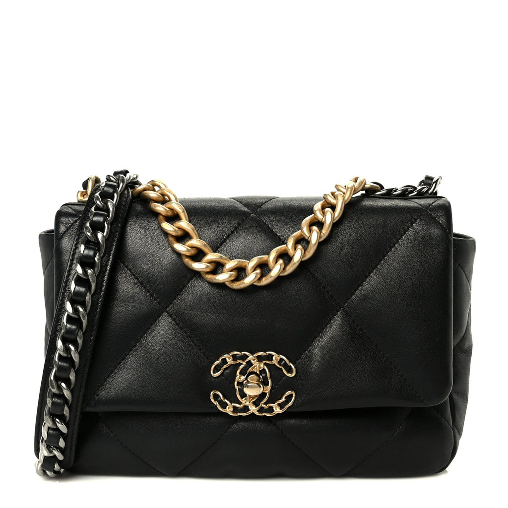 Chanel Lambskin Quilted Medium Chanel 19 Flap Black