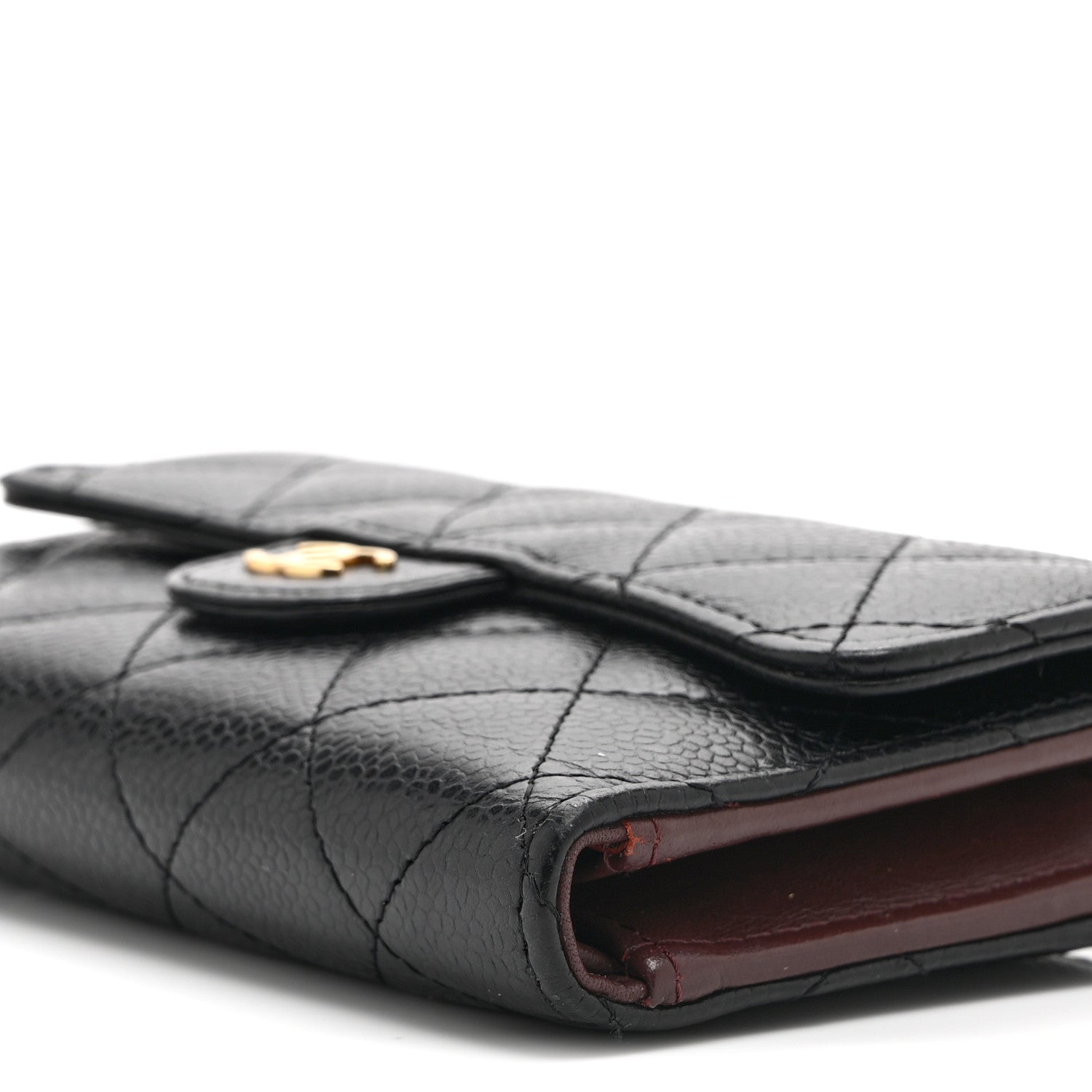 Caviar Quilted Medium Flap Wallet Black