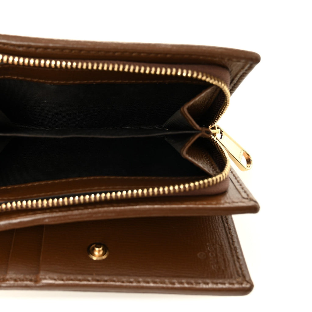 Gucci GG Supreme Monogram Horsebit 1955 Card Case Wallet Beige Ebony Brown Sugar