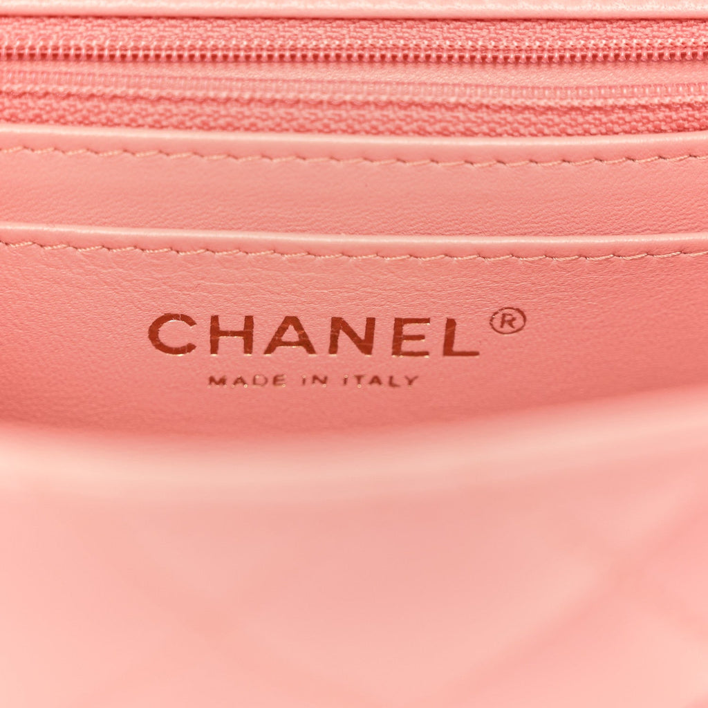 Chanel Lambskin Quilted Mini Square Flap Pink