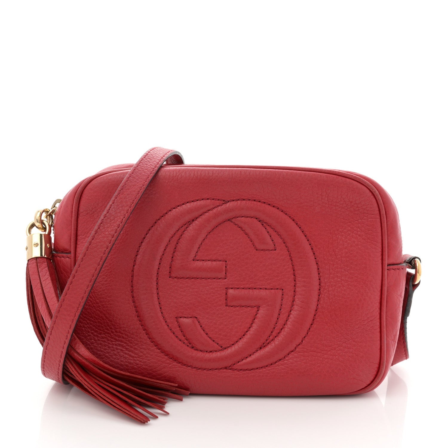 Gucci Pebbled Calfskin Small Soho Disco Bag Vibrant Red