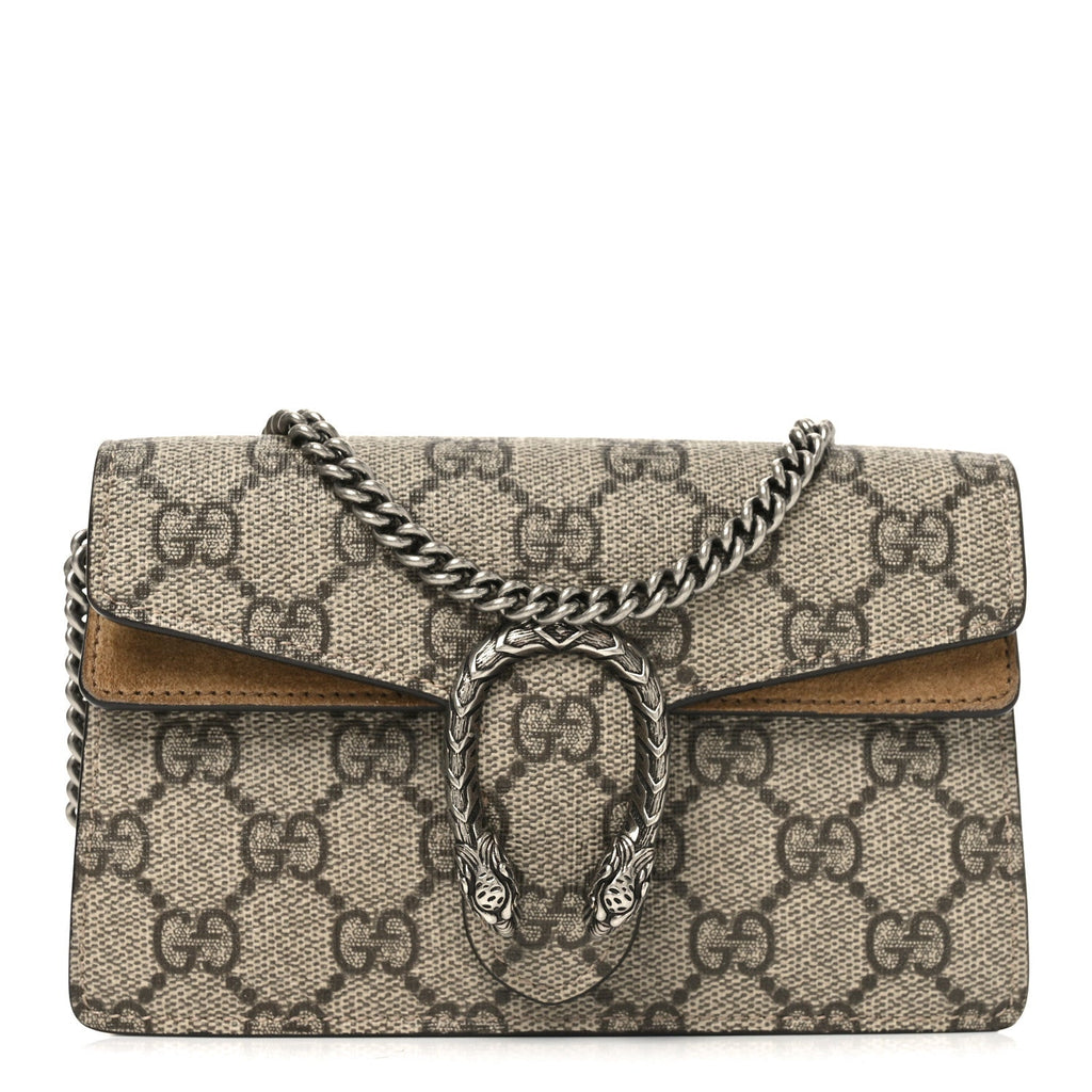 Gucci GG Supreme Monogram Super Mini Dionysus Shoulder Bag Taupe