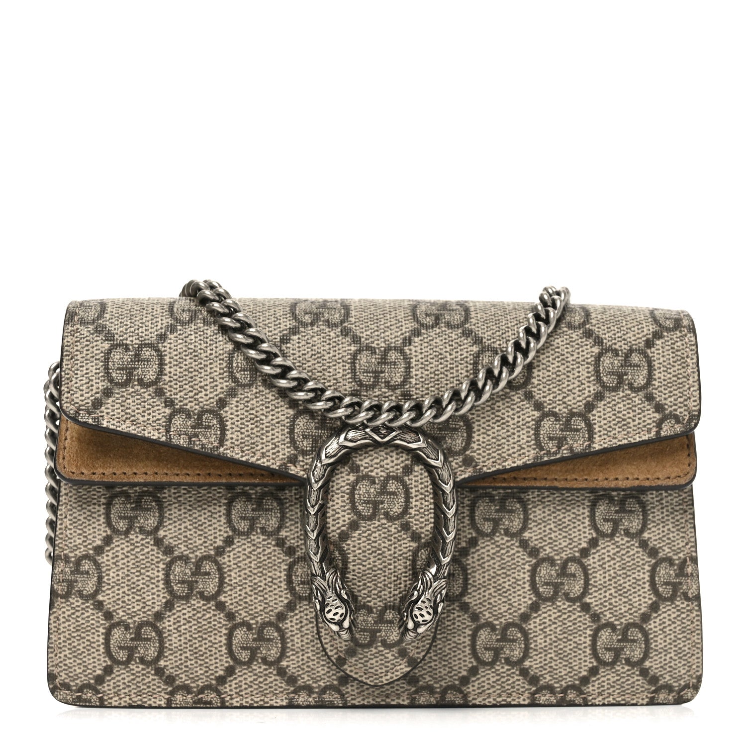 Gucci GG Supreme Monogram Super Mini Dionysus Shoulder Bag Taupe