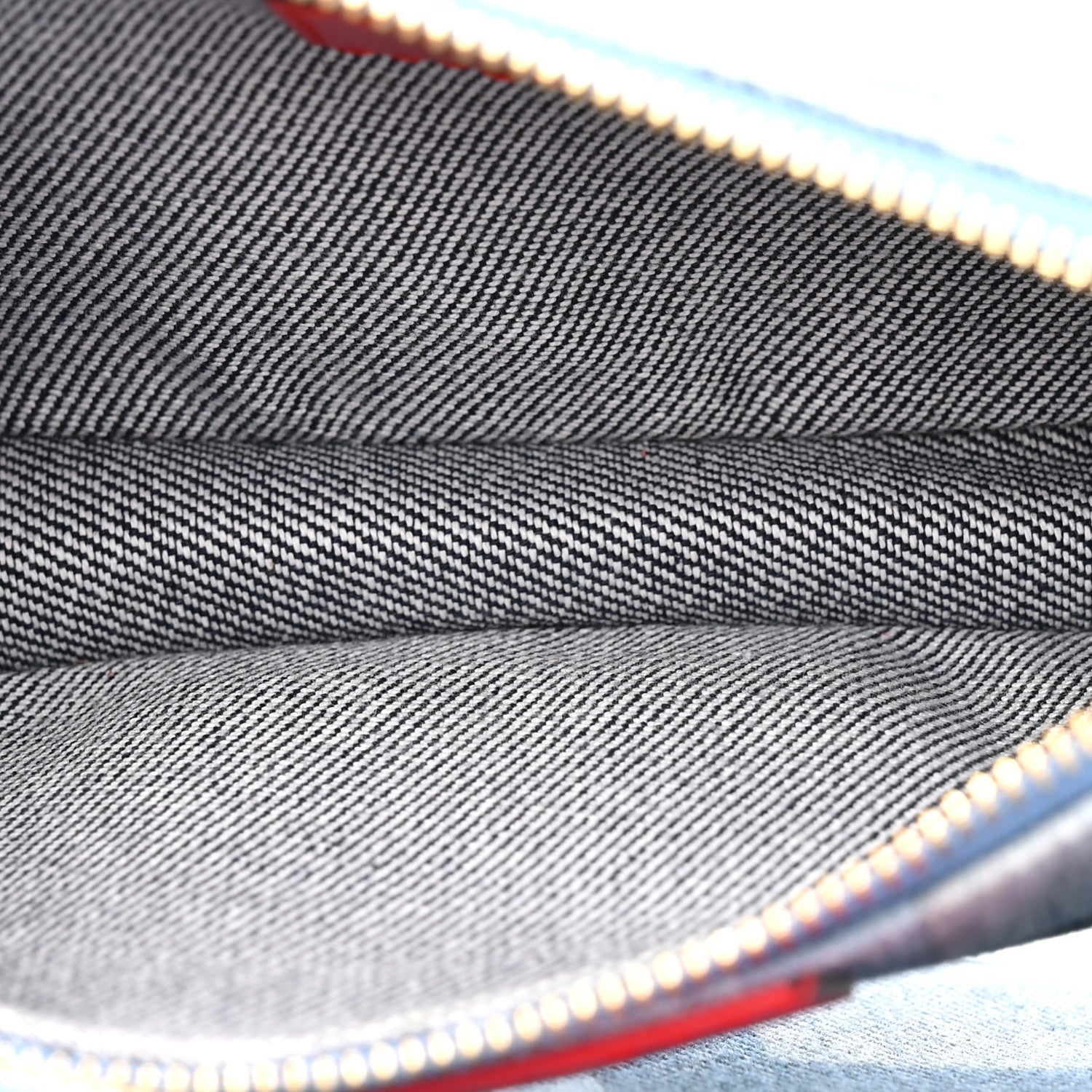 Louis Vuitton Denim Damier Monogram Patchwork Multi Pochette Accessories Blue Rouge