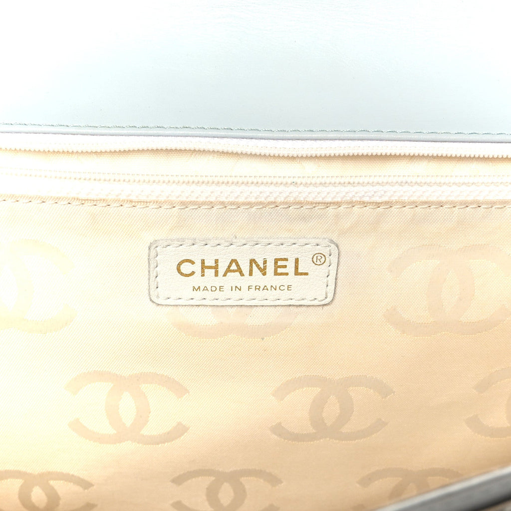 Chanel Calfskin Quilted Wild Stitch Large Flap Light Blue