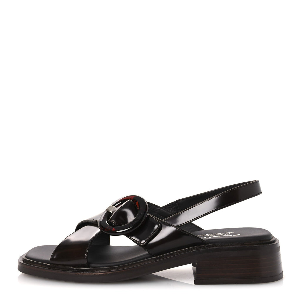 Prada Spazzolato Fume Re-Edition 1996 Buckle Sandals 41 Bruciato