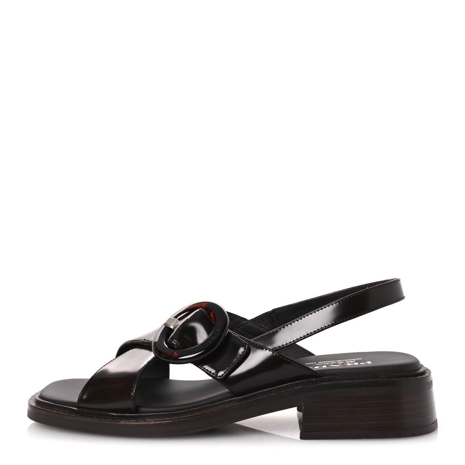Prada Spazzolato Fume Re-Edition 1996 Buckle Sandals 41 Bruciato