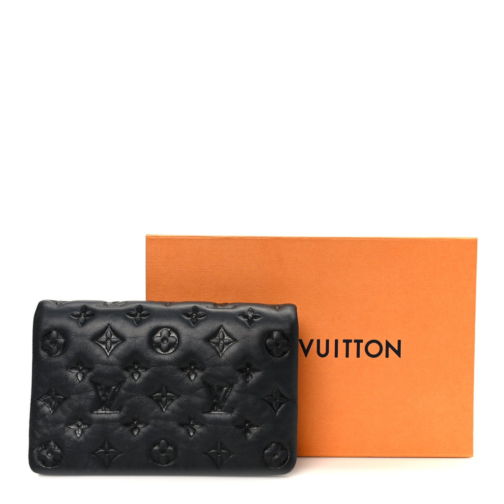 Louis Vuitton Lambskin Embossed Monogram Pochette Coussin Black