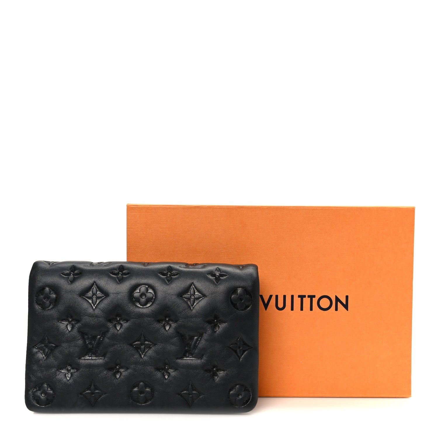 Louis Vuitton Lambskin Embossed Monogram Pochette Coussin Black