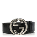 Gucci Glass Calfskin Interlocking G Belt 95 38  Black