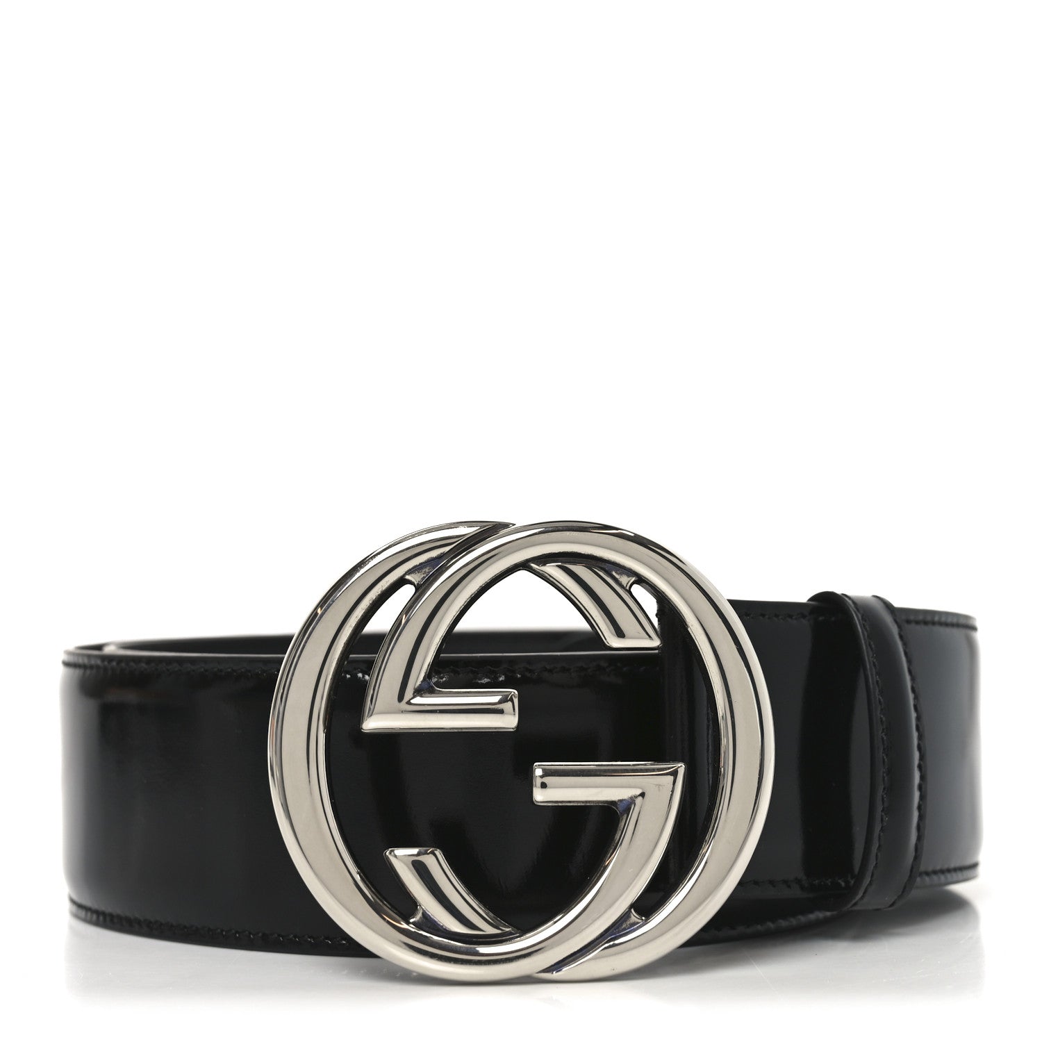 Gucci Glass Calfskin Interlocking G Belt 95 38  Black
