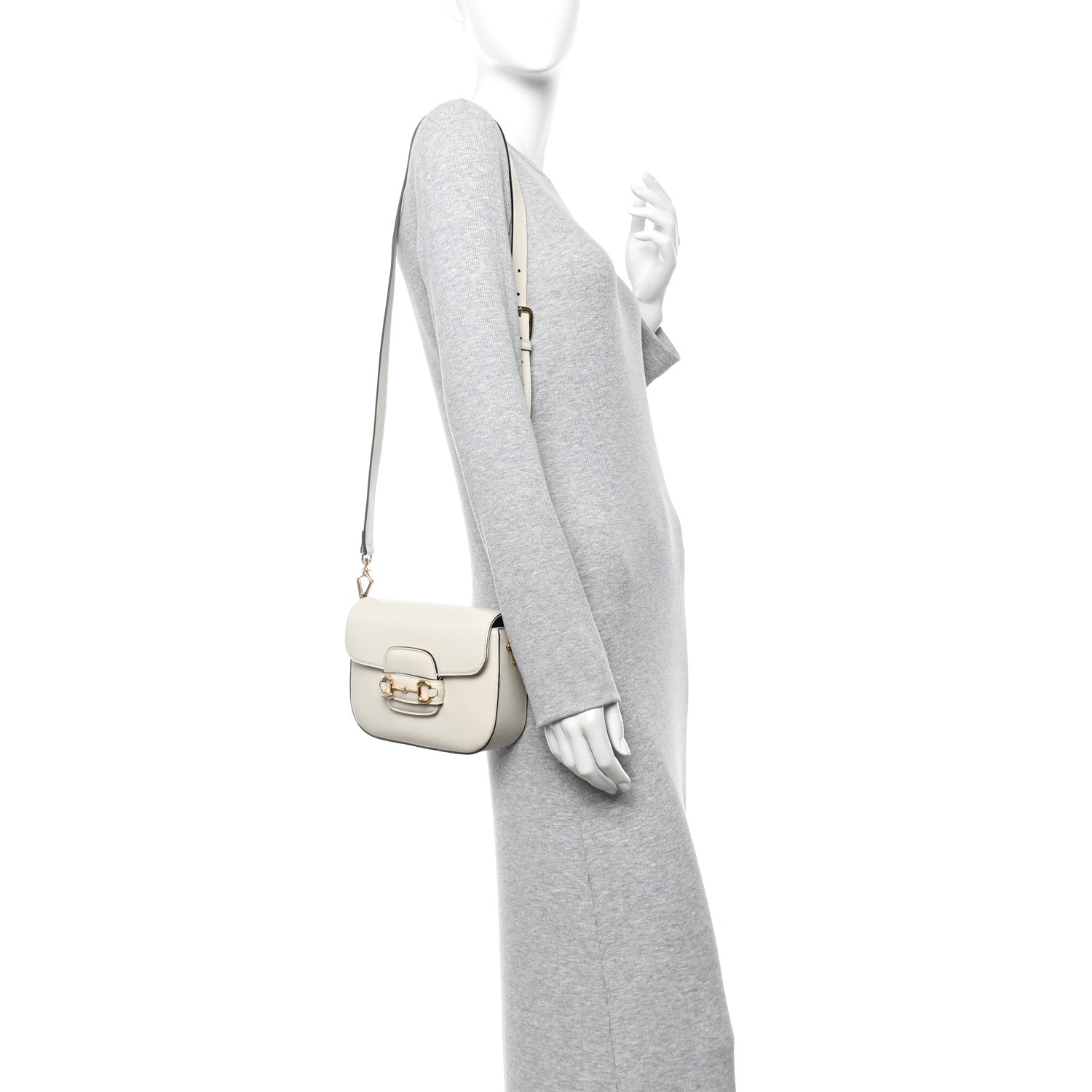 Gucci Azalea Calfskin Web Mini Horsebit 1955 Shoulder Bag Mystic White