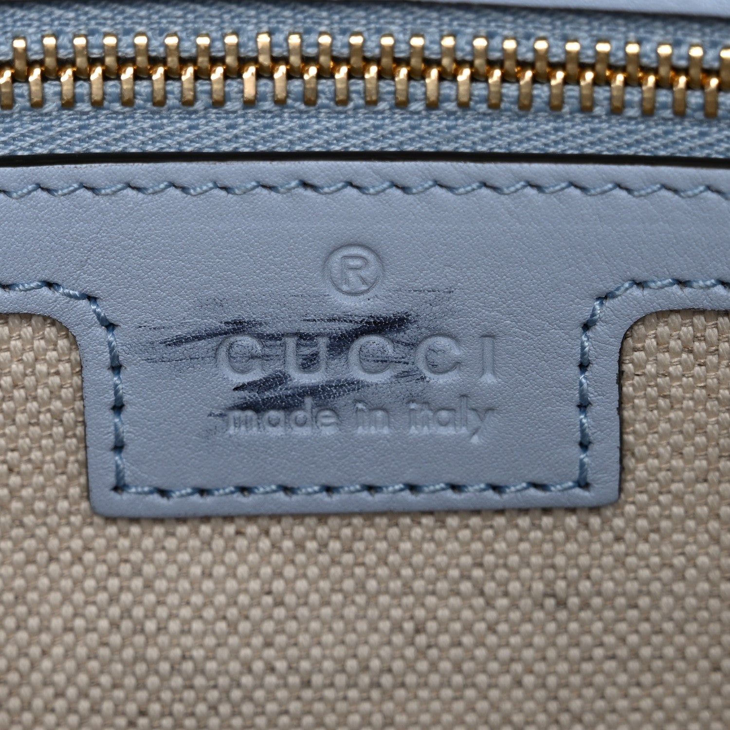 Gucci Roxy Calfskin Medium Blondie Top Handle Bag Cloudy Blue