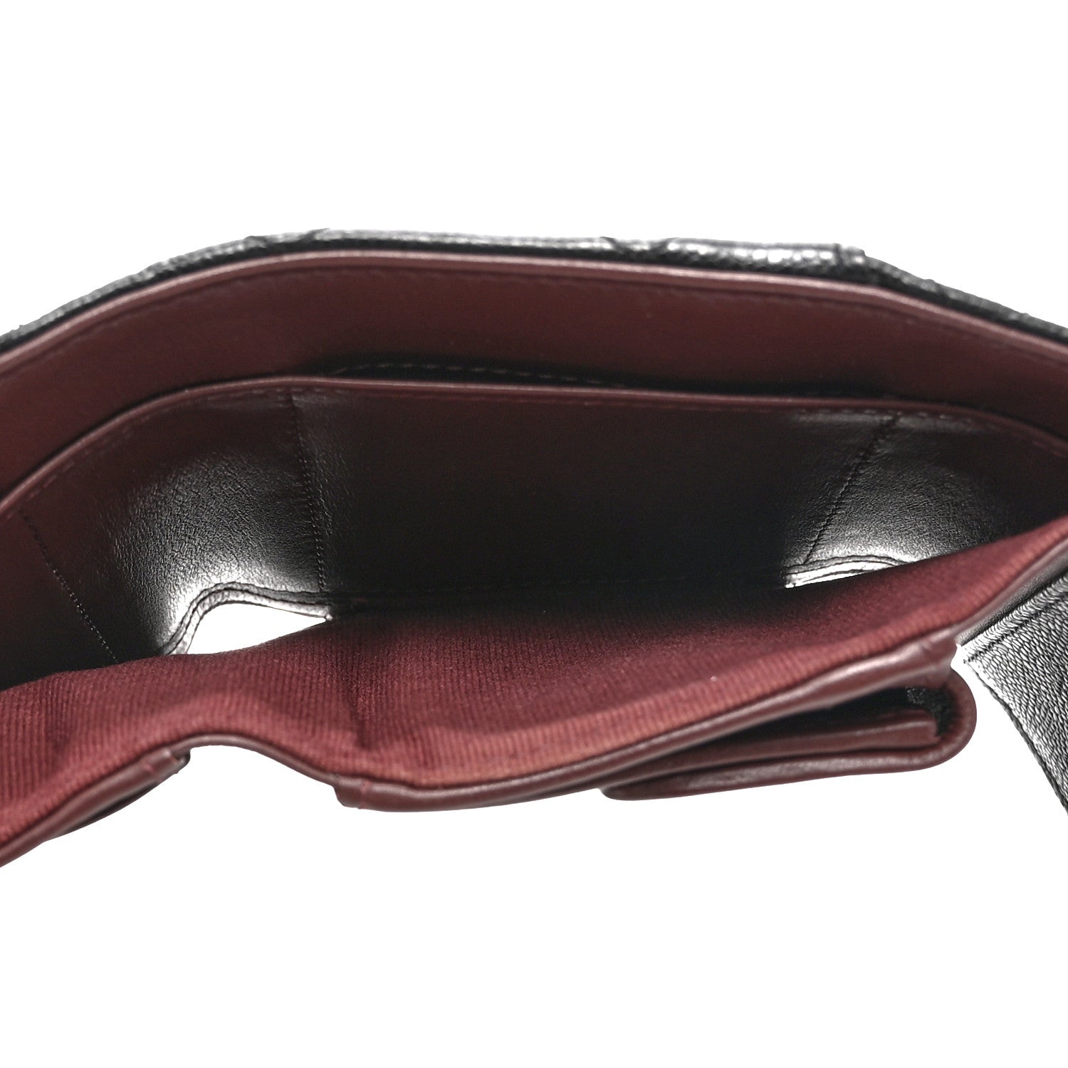 Caviar Quilted Compact Flap Wallet Black