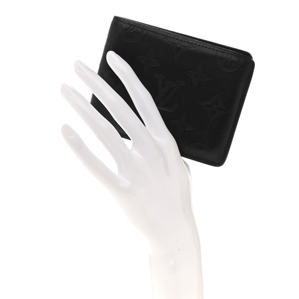 Louis Vuitton Calfskin Monogram Shadow Multiple Wallet Black