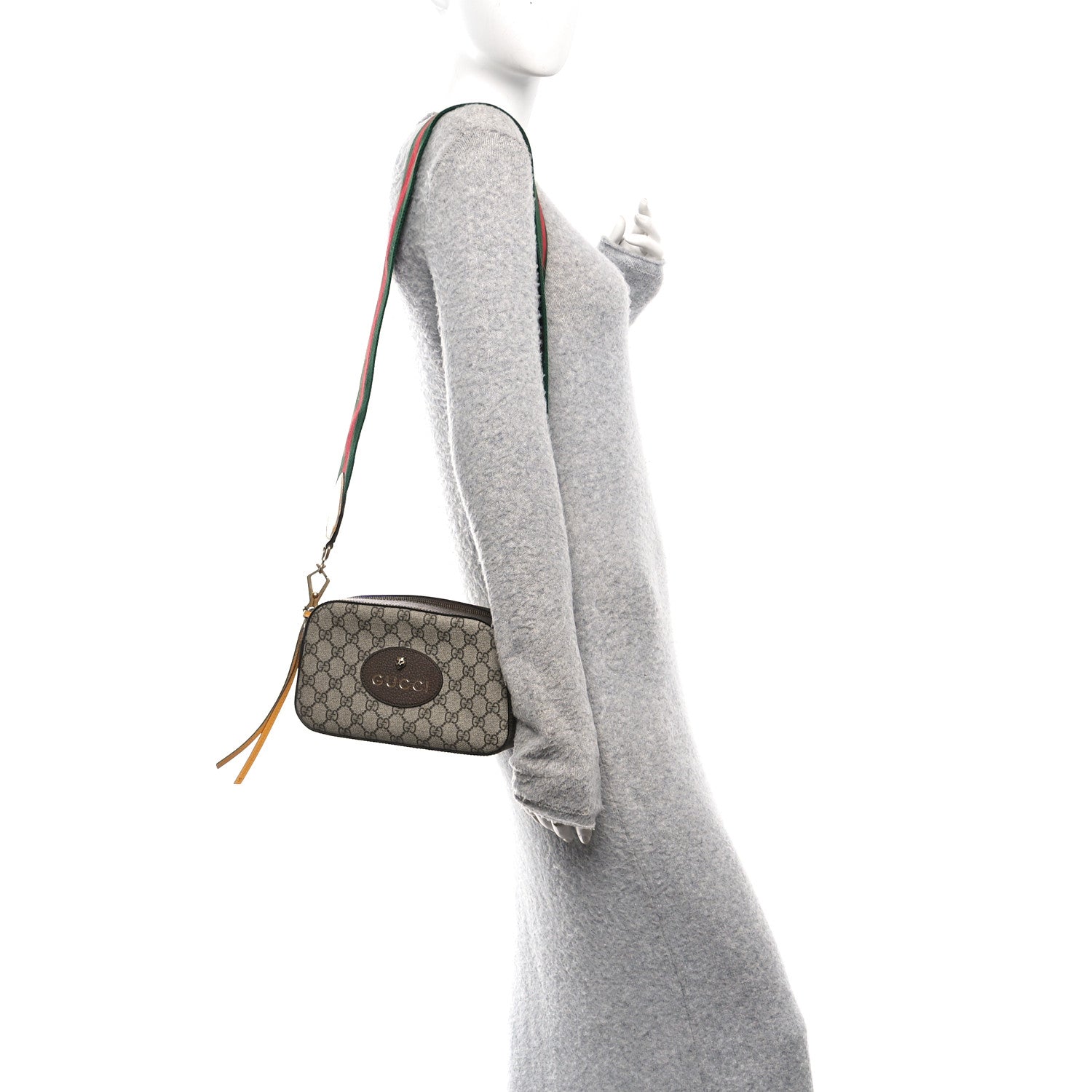 Gucci GG Supreme Monogram Web Neo Vintage Shoulder Bag Beige New Acero Crop