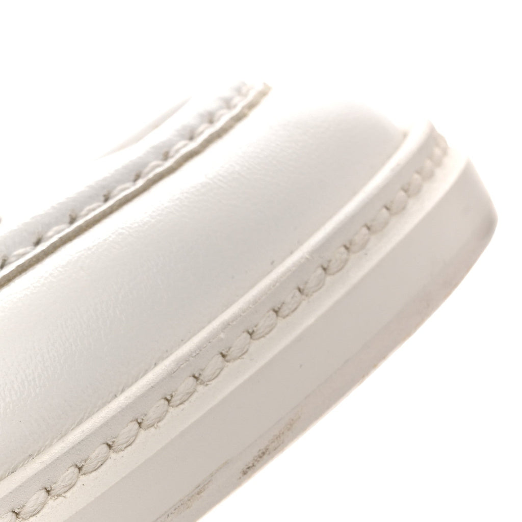 Chanel Shiny Lambskin Quilted CC Turnlock Loafers 40 White