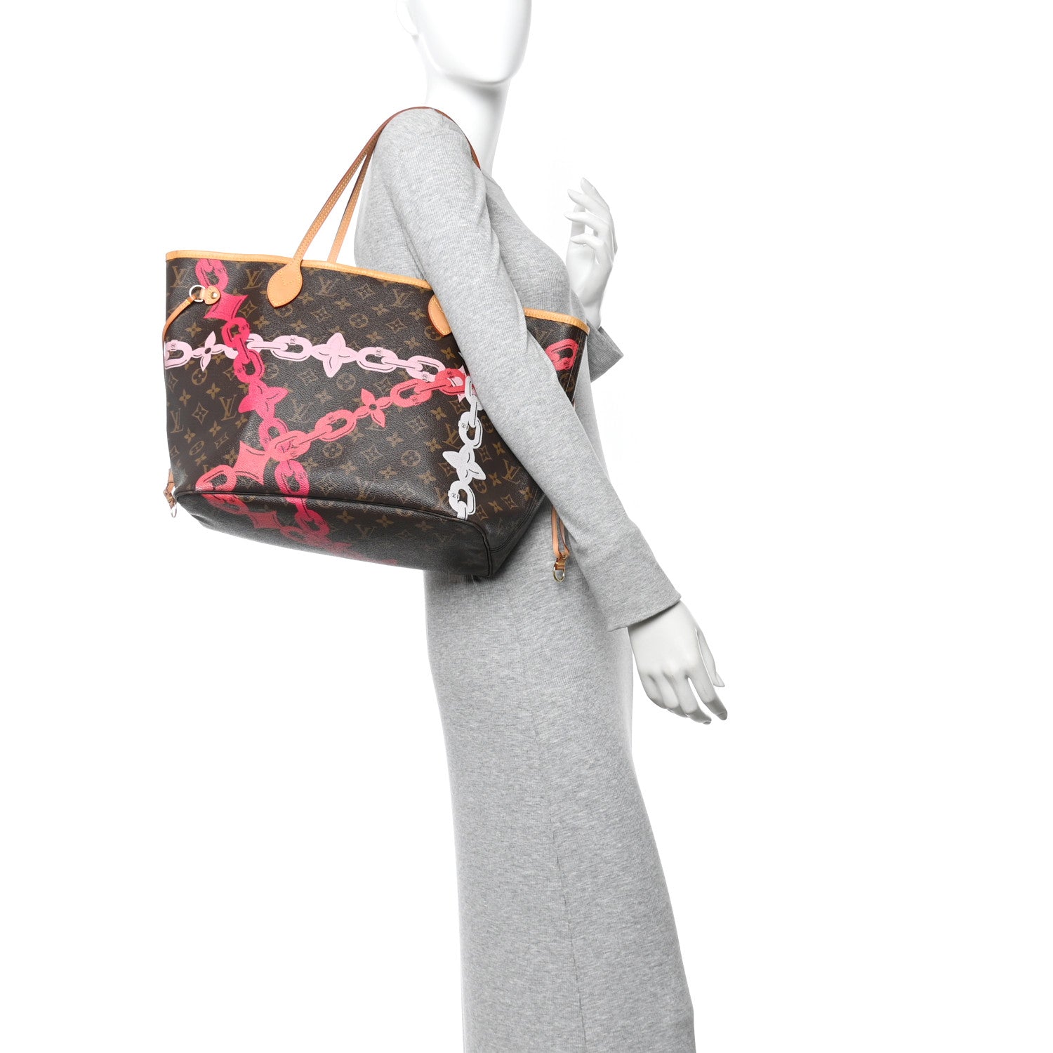 Louis Vuitton Monogram Bay Neverfull MM Rose Ballerine Poppy