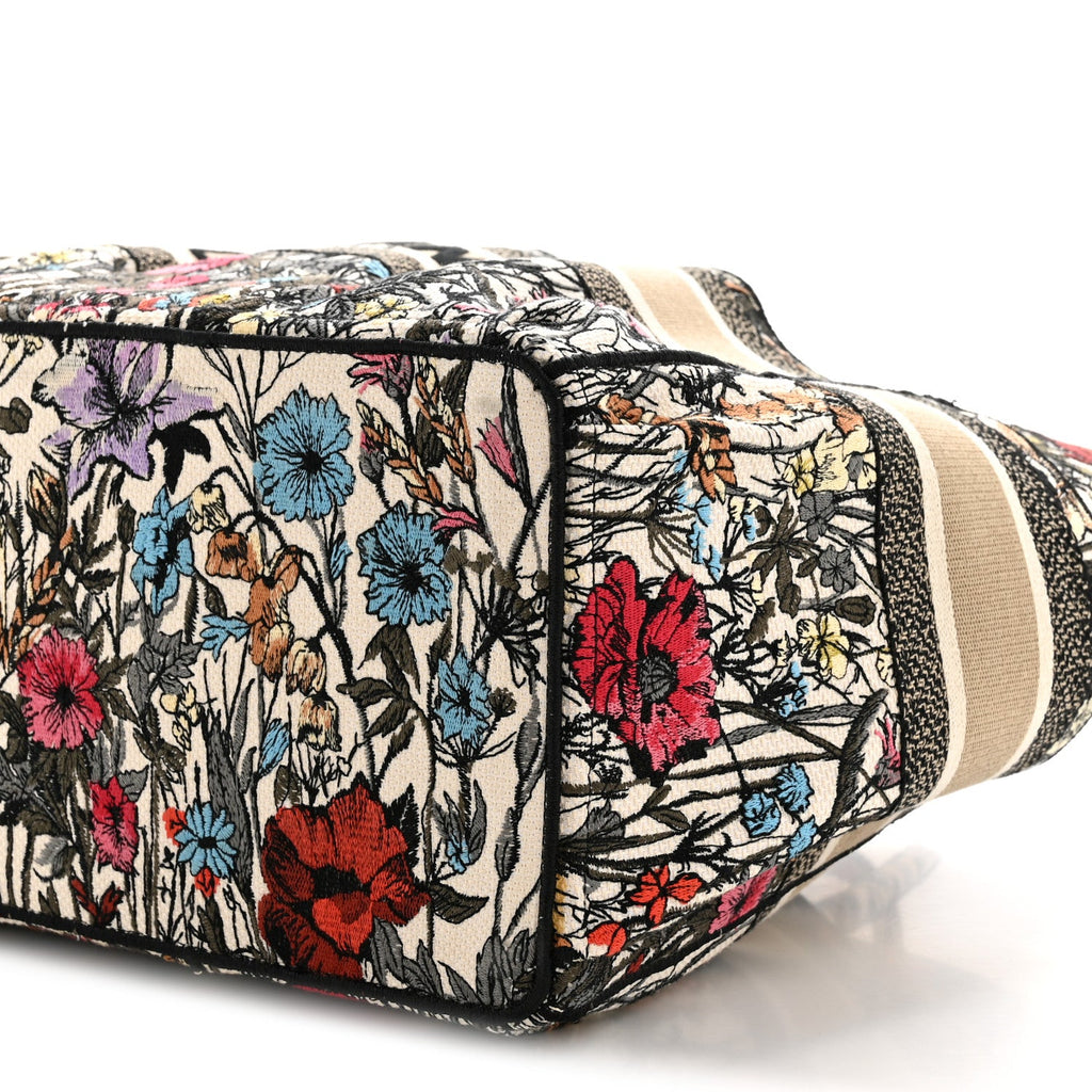 Christian Dior Canvas Embroidered Mille Fleurs Catherine Tote Multicolor