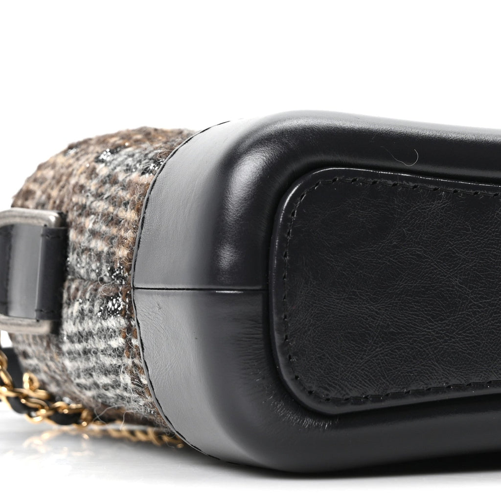 Chanel Tweed Calfskin Small Gabrielle Hobo Brown