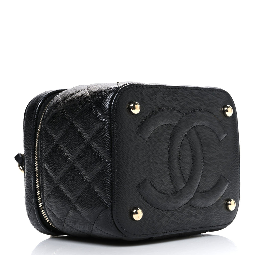Chanel Caviar Quilted Small CC Vanity Case Black Black