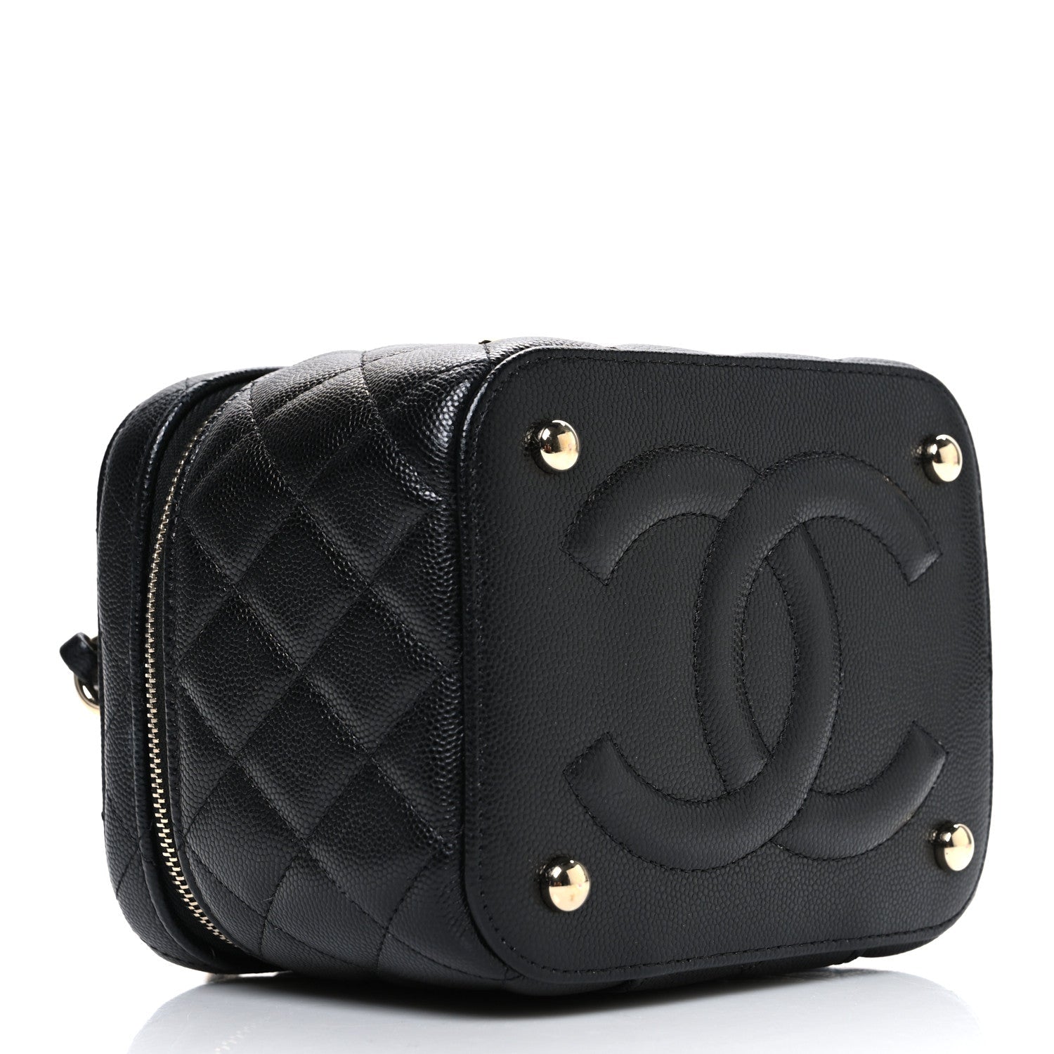 Chanel Caviar Quilted Small CC Vanity Case Black Black