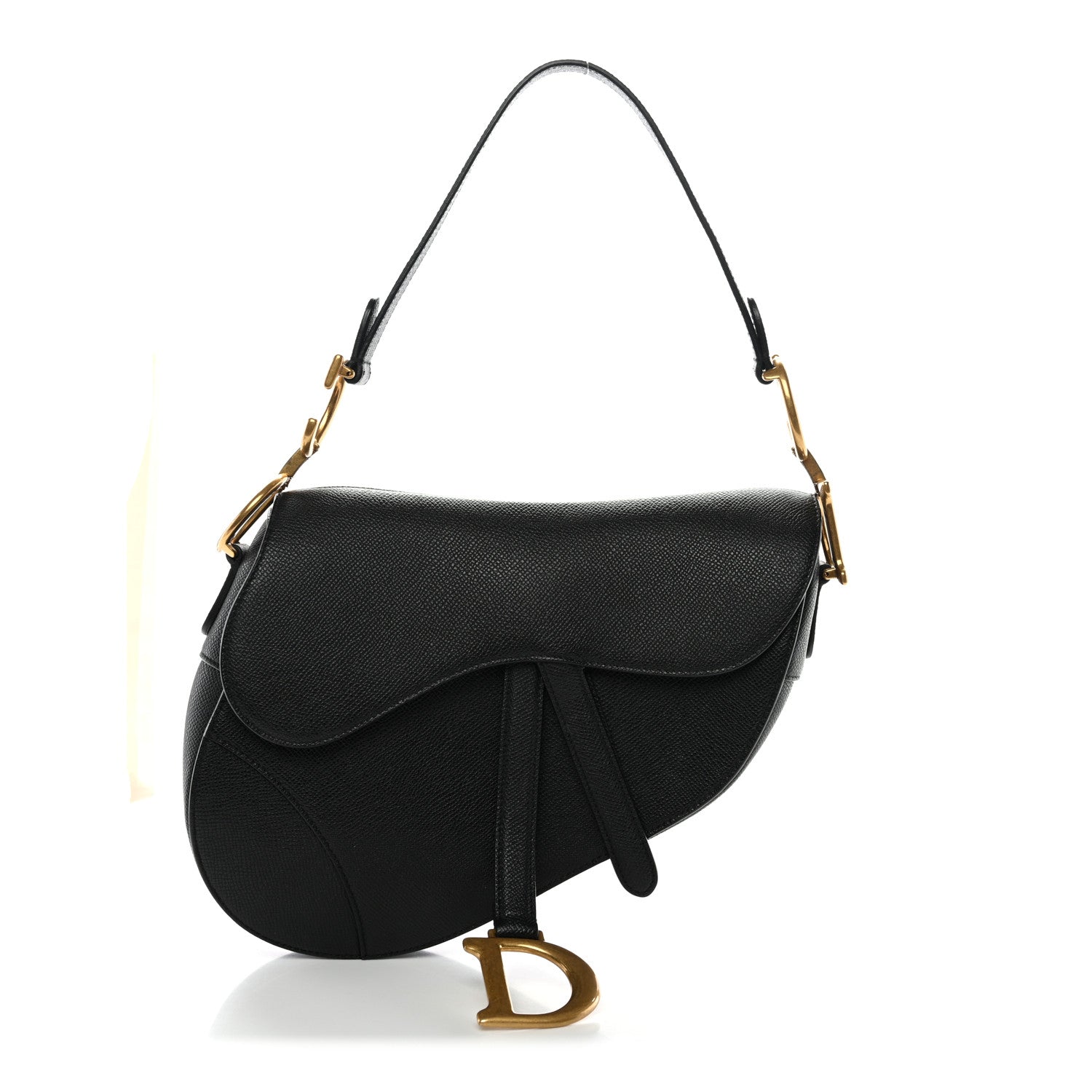 Christian Dior Grained Calfskin Saddle Bag Black