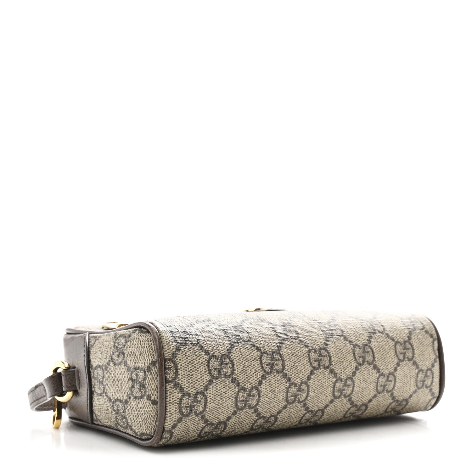 Gucci GG Supreme Monogram Textured Calfskin Super Mini Ophidia Shoulder Bag Beige Ebony New Acero