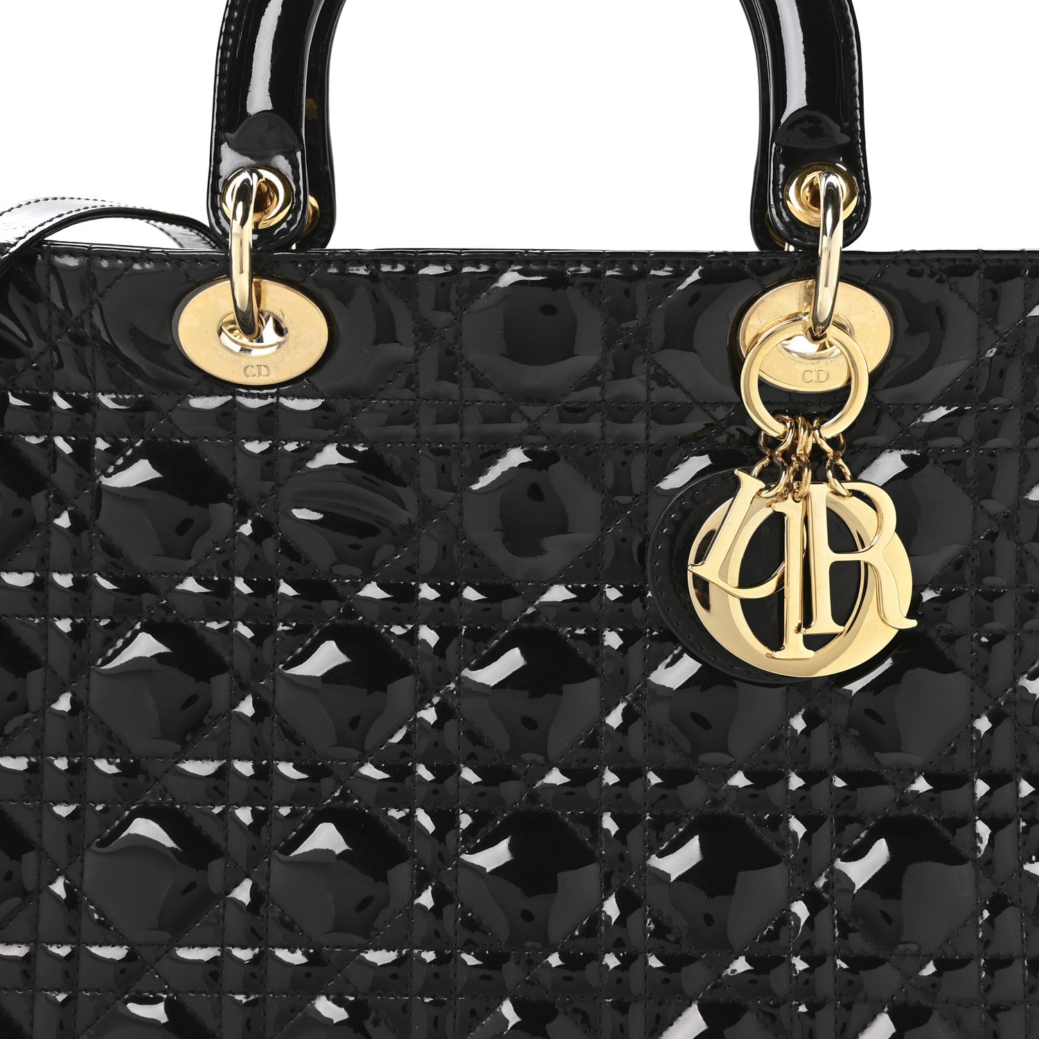 Christian Dior Patent Cannage Large Lady Dior Black