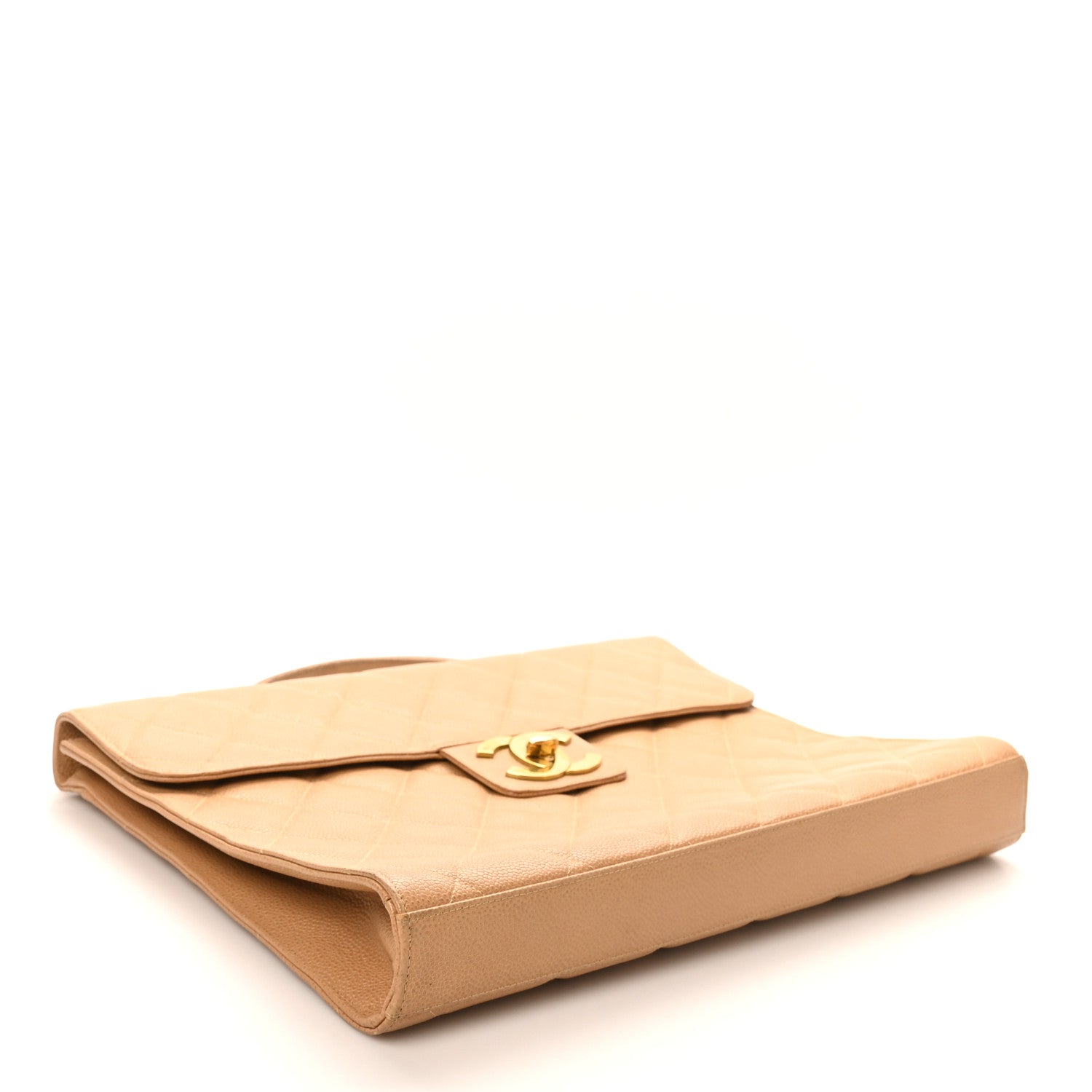 Chanel Caviar Quilted Briefcase Laptop Bag Beige