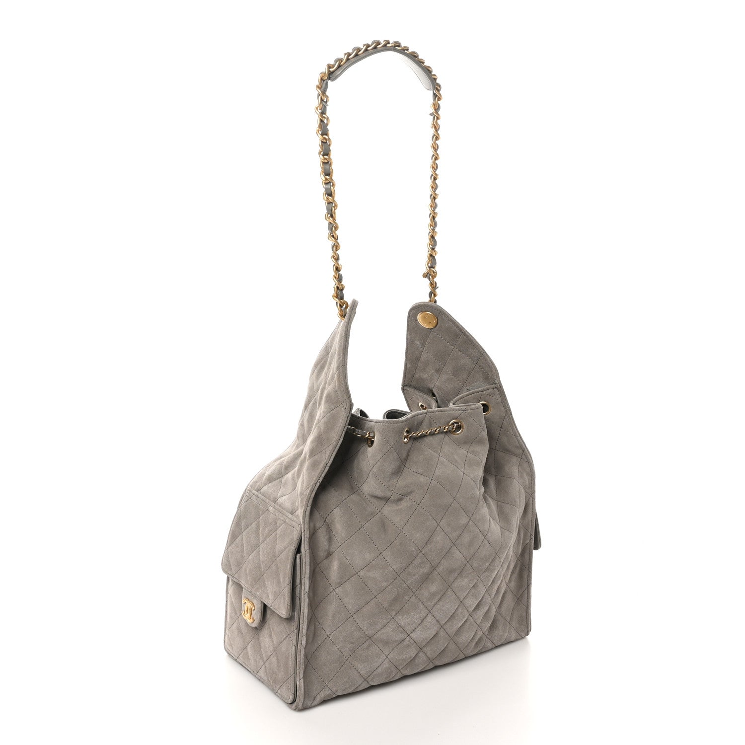 Chanel Suede Quilted Medium Chanel 25 Handbag Dark Grey