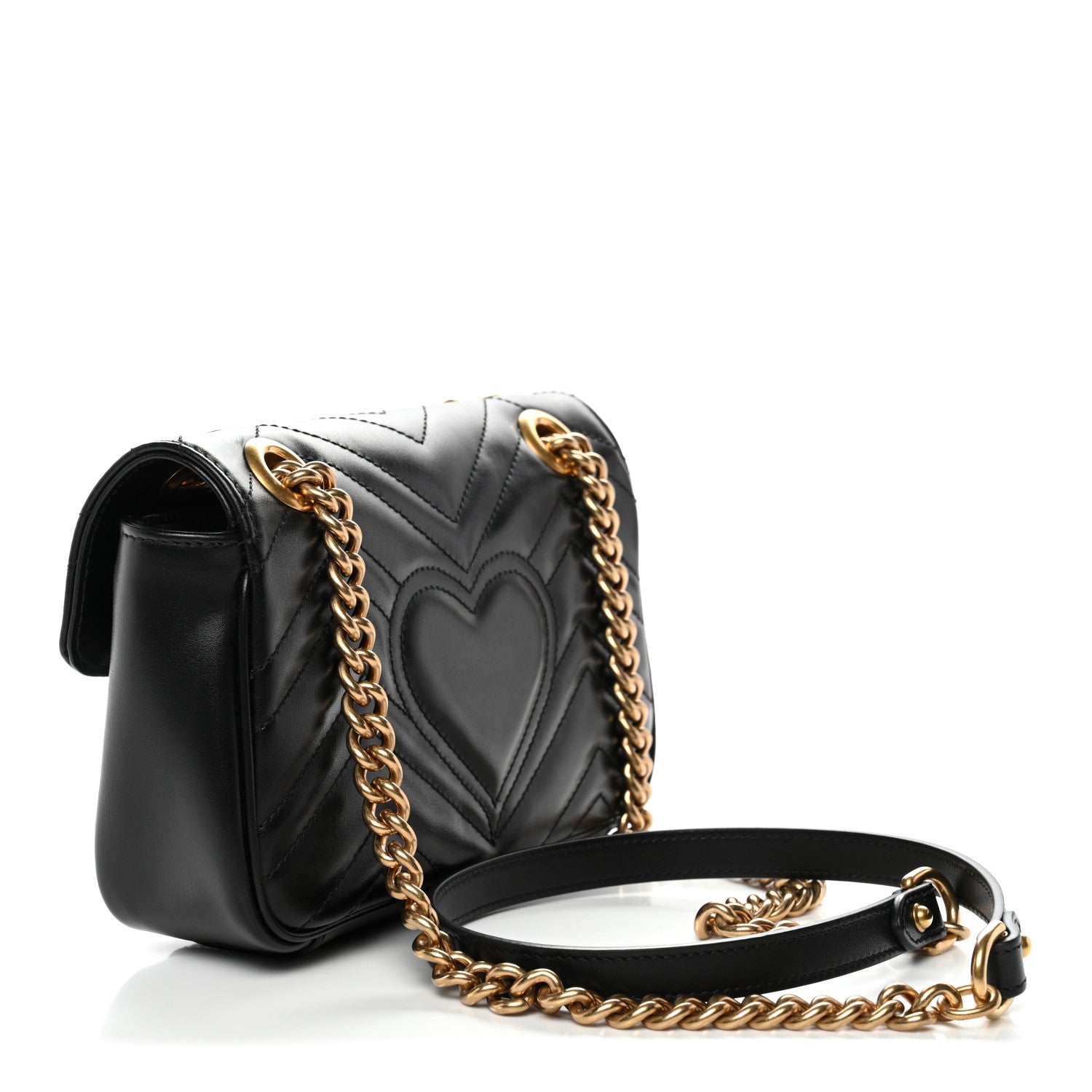 Gucci Calfskin Matelasse Mini GG Marmont Shoulder Bag Black