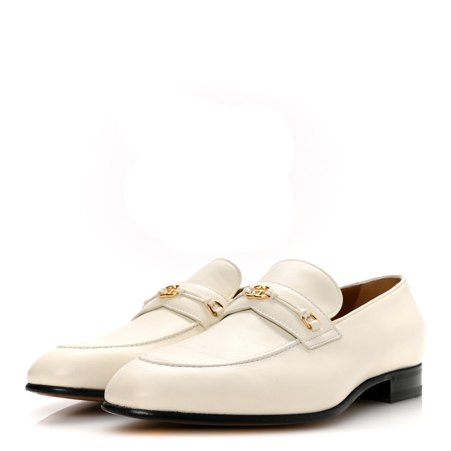 Gucci Lambskin Mens Interlocking G Loafers 8.5 Off White