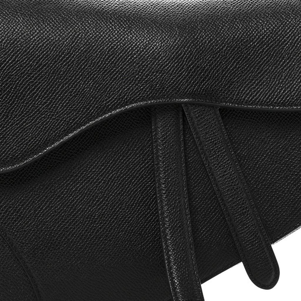 Christian Dior Grained Calfskin Saddle Bag Black