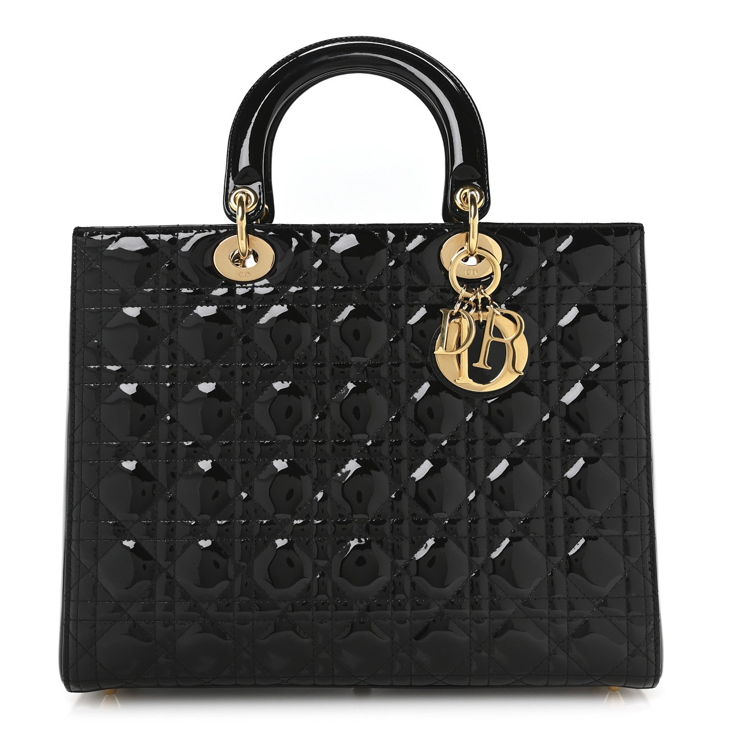 Christian Dior Patent Cannage Large Lady Dior Black