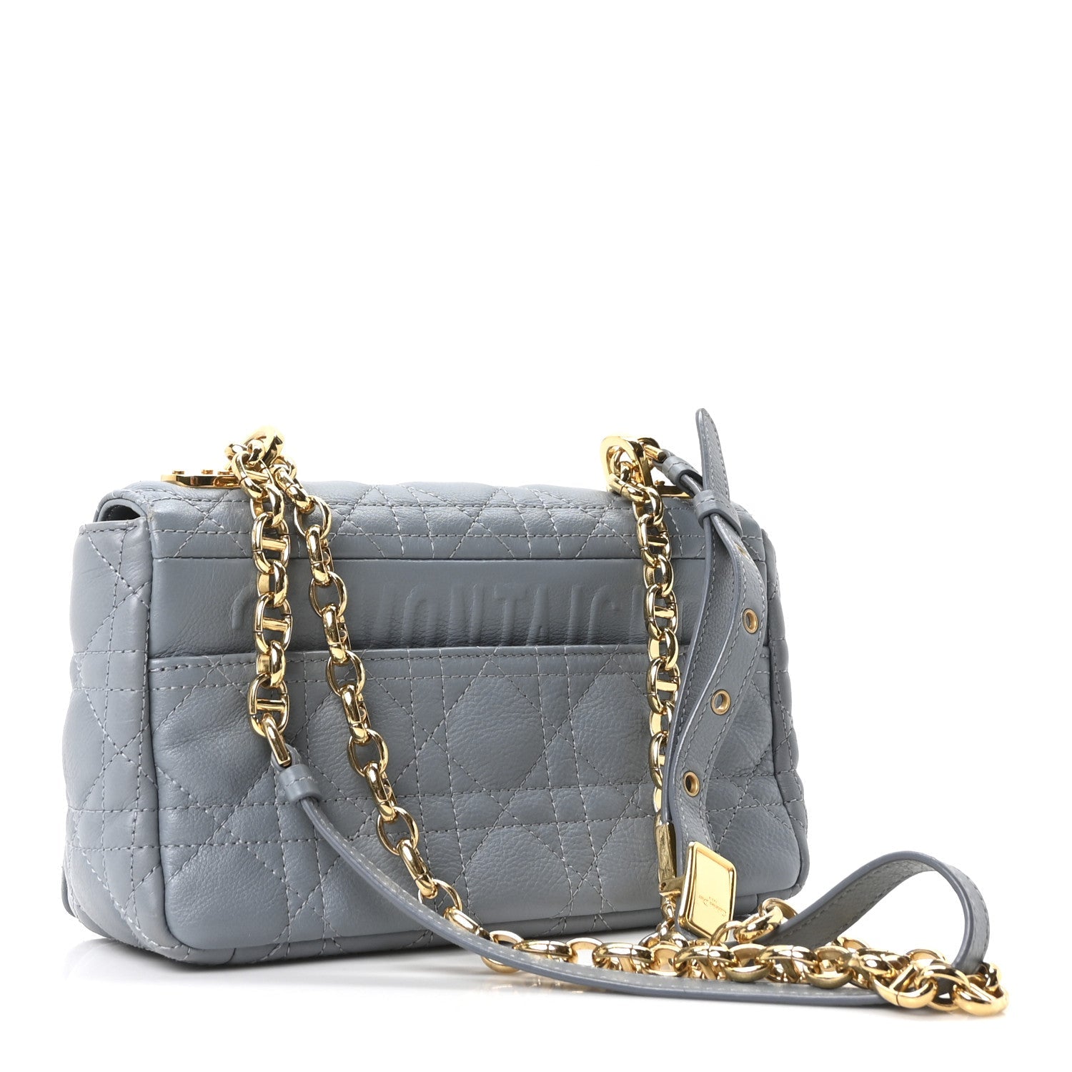 Christian Dior Calfskin Cannage Small Caro Bag Cloud Blue