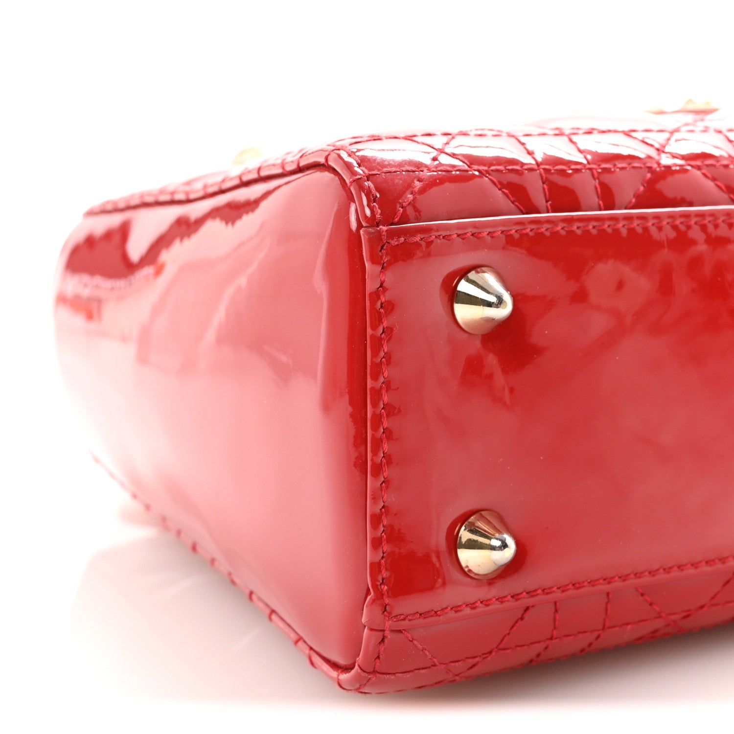 Christian Dior Patent Cannage Small Lady Dior Red
