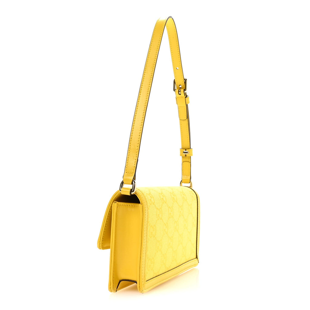 Gucci GG Monogram Scratch Lux Calfskin Mini Luce Shoulder Bag Yellow