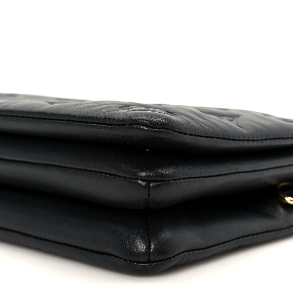 Louis Vuitton Lambskin Embossed Monogram Pochette Coussin Black