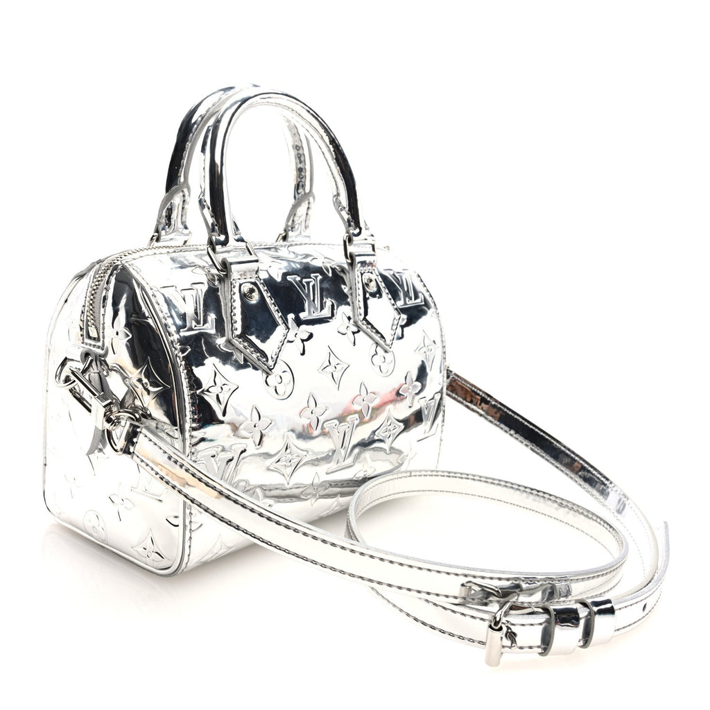 Louis Vuitton Monogram Miroir Speedy Bandouliere 20 Silver