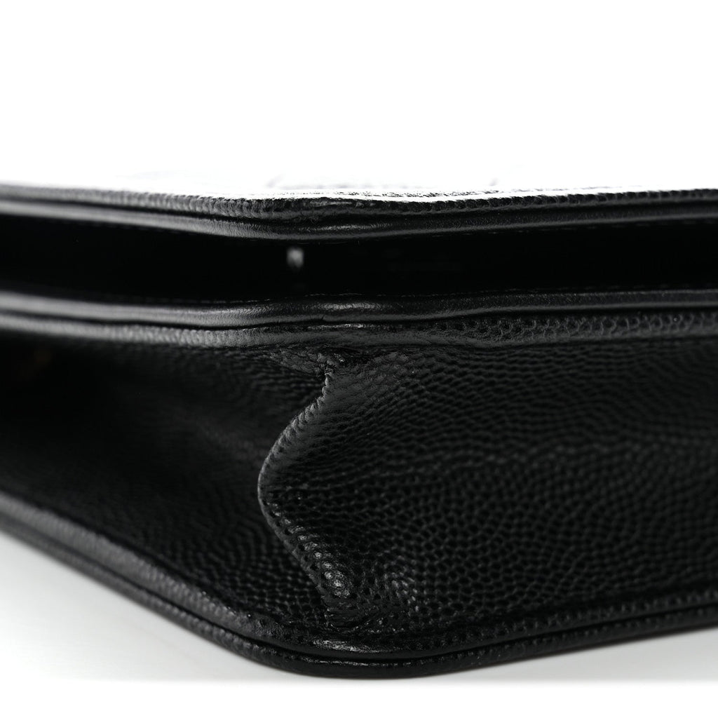 Chanel Caviar Quilted Boy Wallet On Chain WOC Black