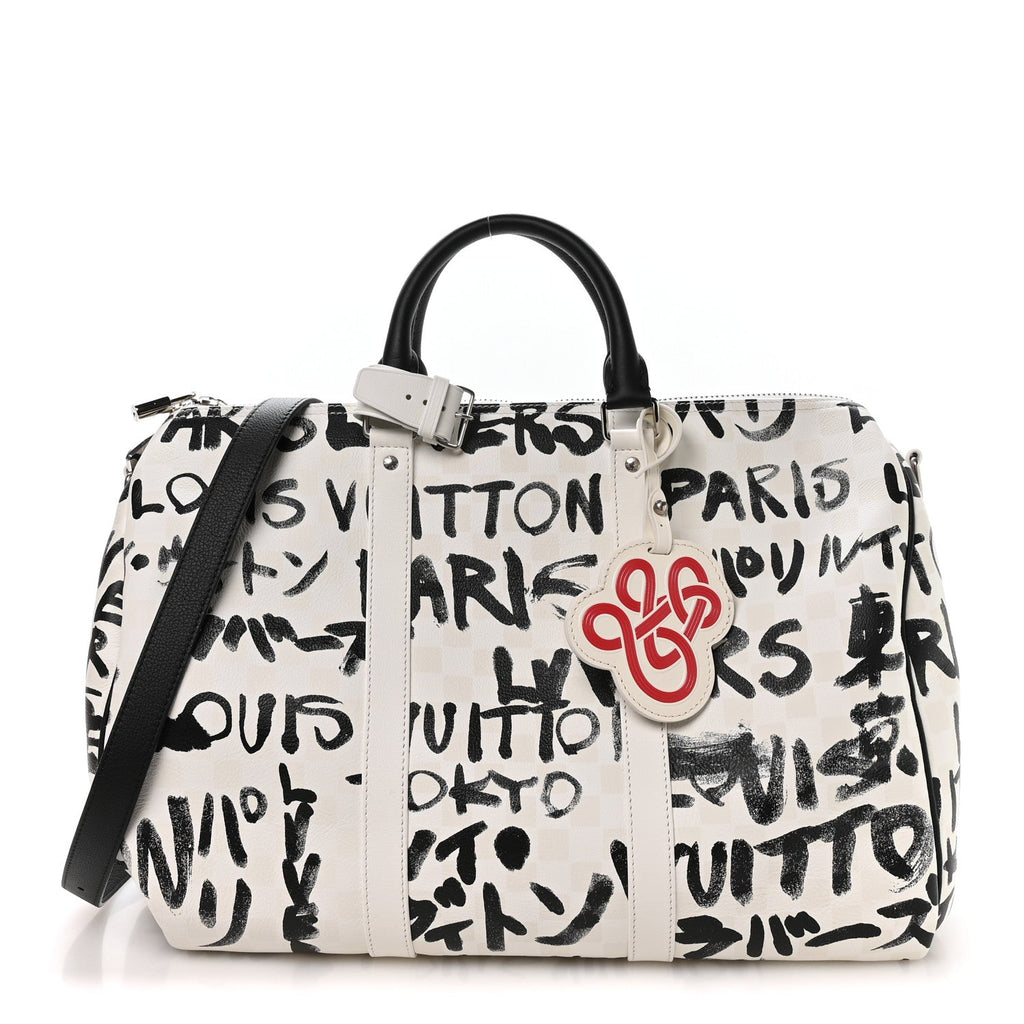 Louis Vuitton Cowhide Damier LV Dynasty Keepall Bandouliere 50 White Black