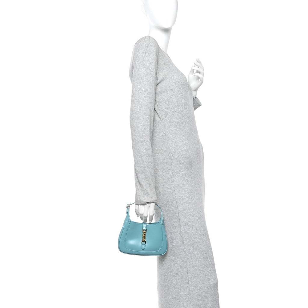 Gucci Boarded Dyana Lux Calfskin Mini Jackie 1961 Hobo Dusty Azure