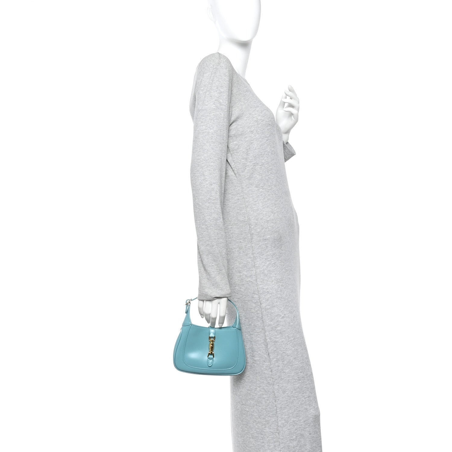Gucci Boarded Dyana Lux Calfskin Mini Jackie 1961 Hobo Dusty Azure