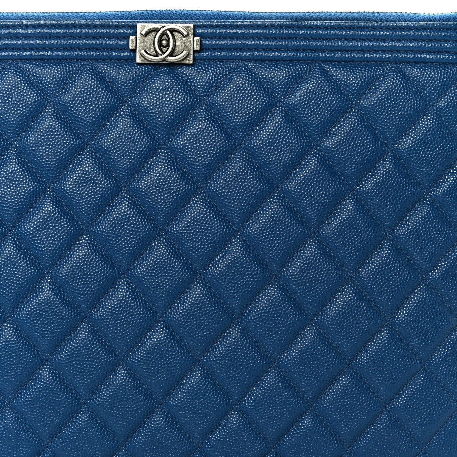 Caviar Quilted Medium Boy Cosmetic Case Blue