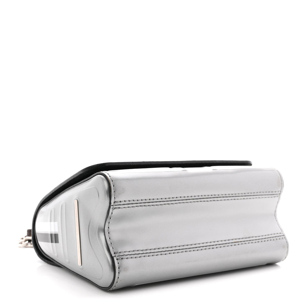 Louis Vuitton Calfskin Monogram Spaceship Embossed Twist Shoulder Bag PM Argent
