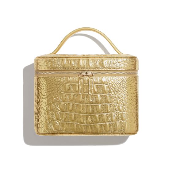 Chanel Metallic Crocodile Embossed Calfskin & Gold Metal Classic Vanity Pouch