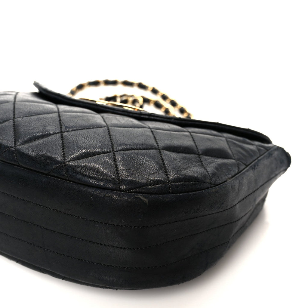 Chanel Lambskin Quilted Half Moon Flap Black