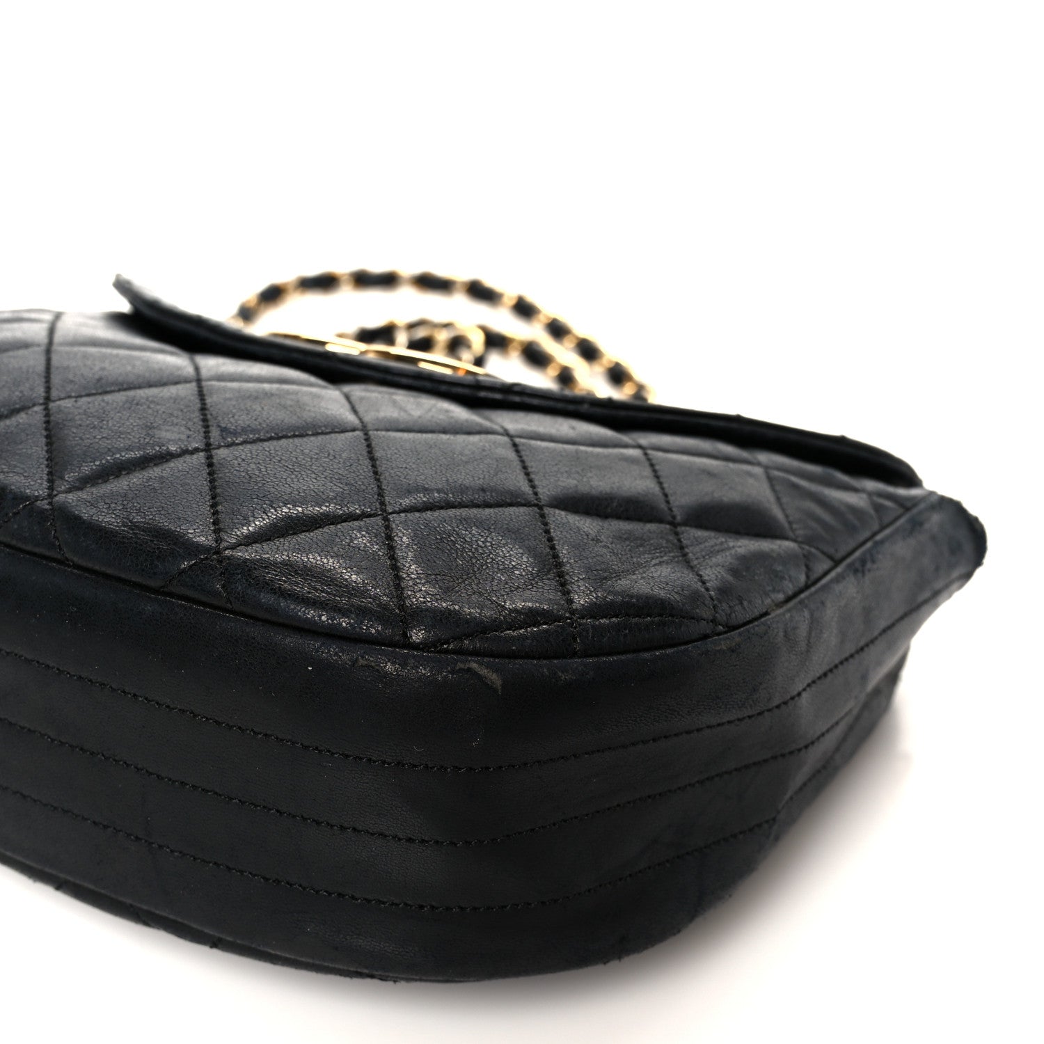 Chanel Lambskin Quilted Half Moon Flap Black