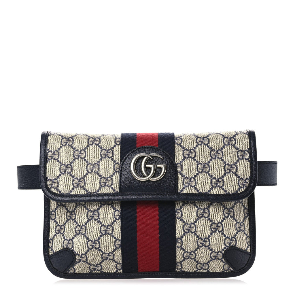 Gucci GG Supreme Monogram Web Small Ophidia Belt Bag 80 32 Beige Navy